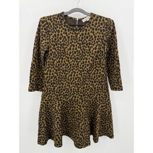 Ann Taylor Loft Size Small Animal Print Drop Waist Mini Dress Brown Black Flare